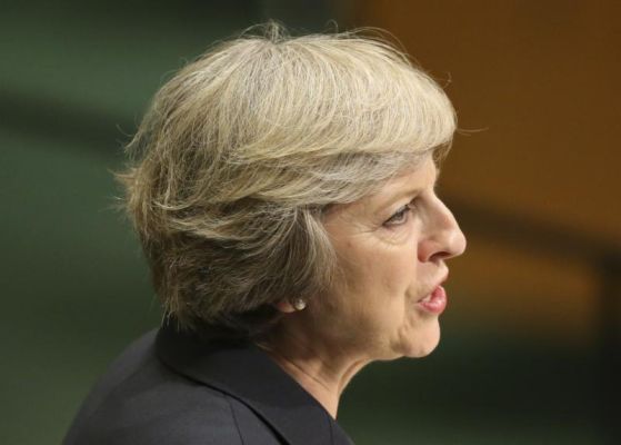 British Prime Minister Theresa May speaks during the