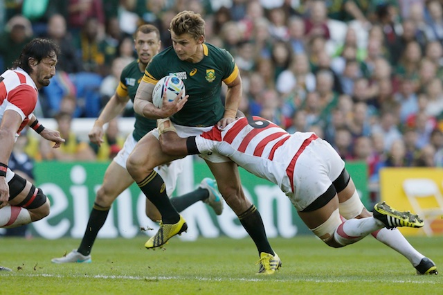 Pat Lambie in action for South Africa against Japan at the Rugby World Cup