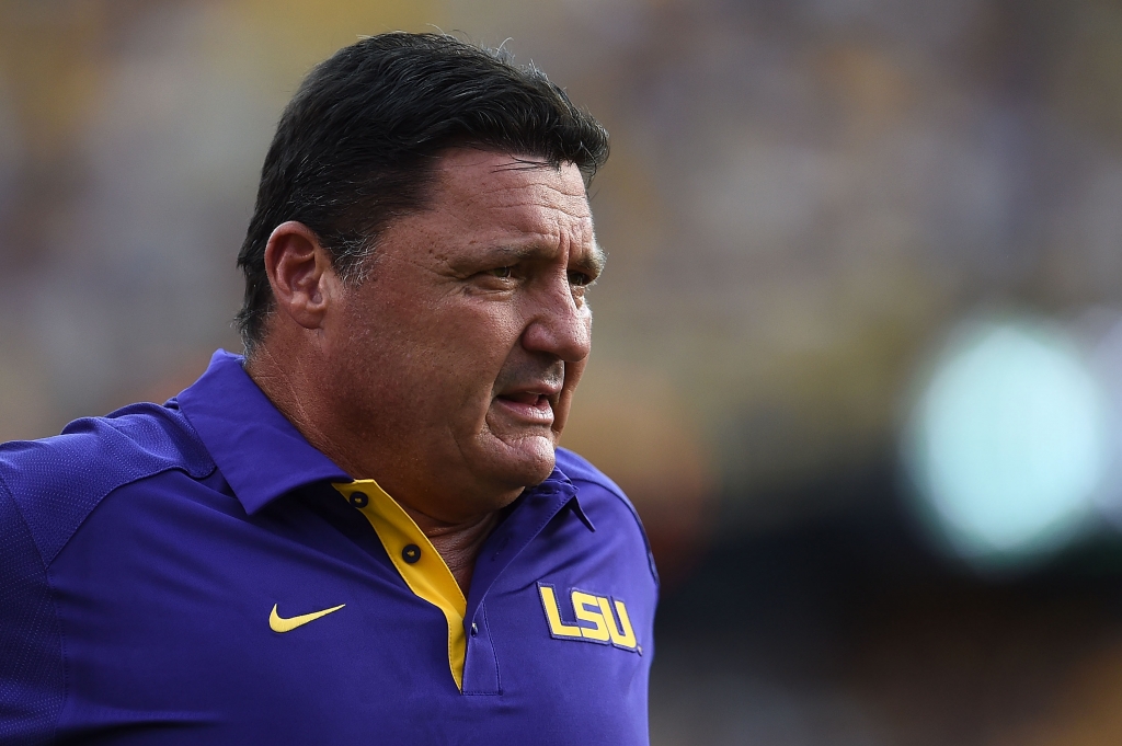 BATON ROUGE LA- SEPTEMBER 05 Defensive line coach Ed Orgeron of the LSU Tigers watches action prior to a game against the Mc Neese State Cowboys at Tiger Stadium