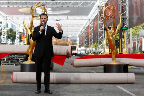 Jimmy Kimmel will host the Emmy Awards on Sunday at the Microsoft Theater in Los Angeles