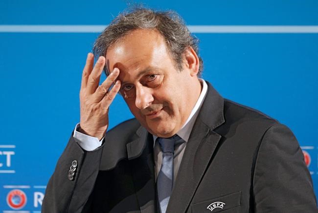 UEFA President Michel Platini arrives at a press conference one day prior to the UEFA EURO 2016 qualifying draw in Nice southeastern France. Platini will be allowed to address European soccer leaders before his