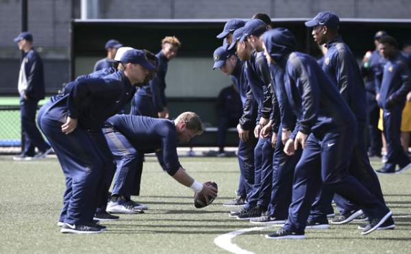 Marshawn Lynch takes some reps as Cal readies for opener abroad