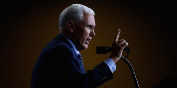 Republican vice presidential nominee Mike Pence speaks at a campaign rally in Phoenix