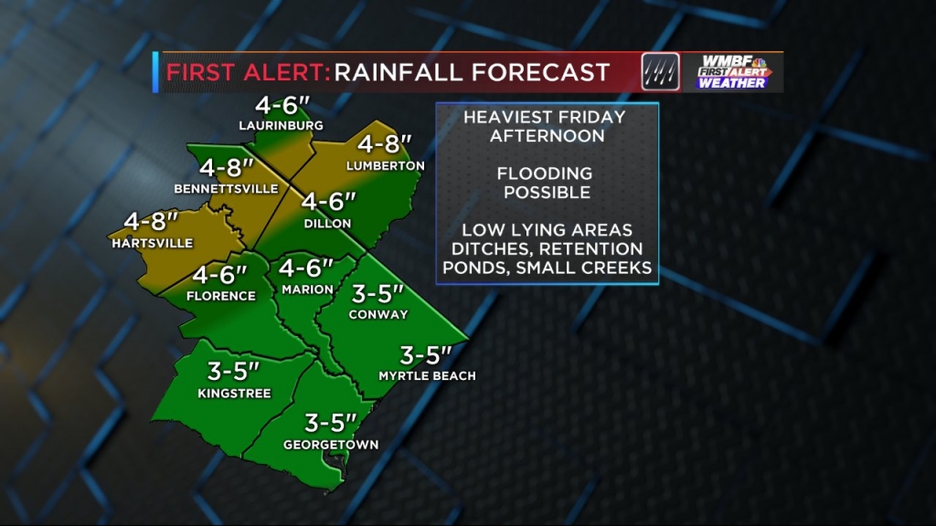 Rainfall forecast Friday