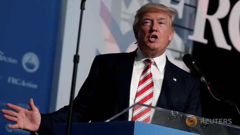 Republican presidential nominee Donald Trump speaks at the Values Voter Summit in Washington DC US Sep 9 2016