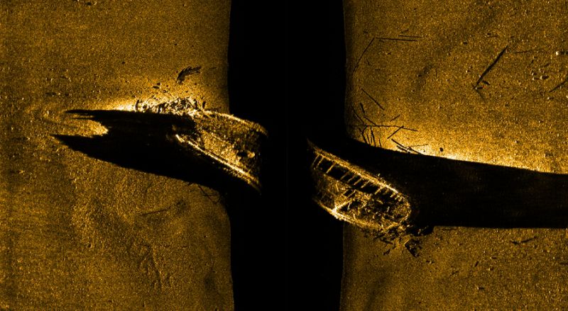 A sonar view of one of two ill-fated ships lost more than 160-years-ago when Sir John Franklin led an expedition to chart the Northwest Passage in the Canadian Arctic