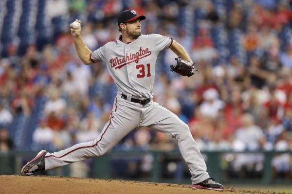 Washington Nationals Max Scherzer pitches during the first