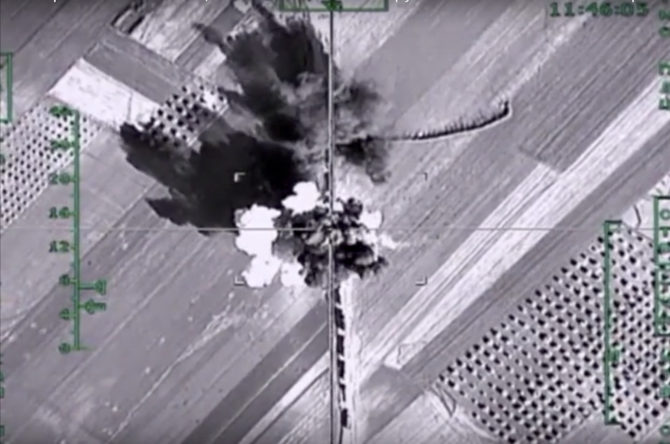 Russian airstrike conducted on a truck carrying weapons in Aleppo