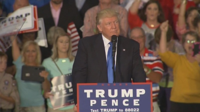 Crews setting up for Donald Trump's rally in Duplin County Tuesday