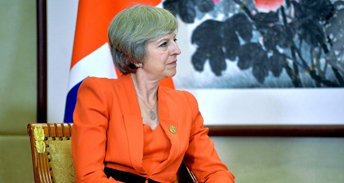 British Prime Minister Theresa May during a meeting with Russian President Vladimir Putin held as part of the G20 Summit in Hangzhou