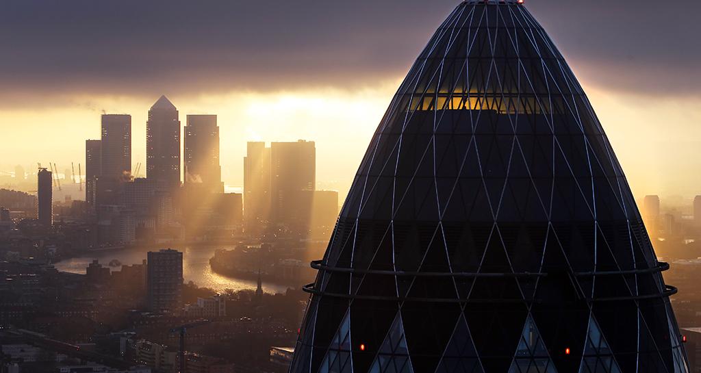 The sun rises over the City of London but will Brexit effect spread to Dublin? Pic Getty