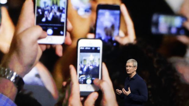 Tim Cook at Wednesday's launch of the latest iPhone in San Francisco