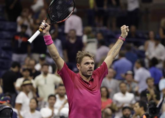 Stan Wawrinka of Switzerland reacts after beating Kei