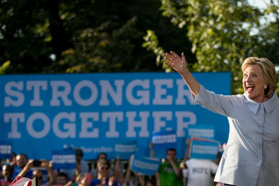 Democratic presidential candidate Hillary Clinton waves as she arrives to speak at the 49th Annual Salute to Labor at Illiniwek Park Riverfront in Hampton Ill. Monday Sept. 5 2016