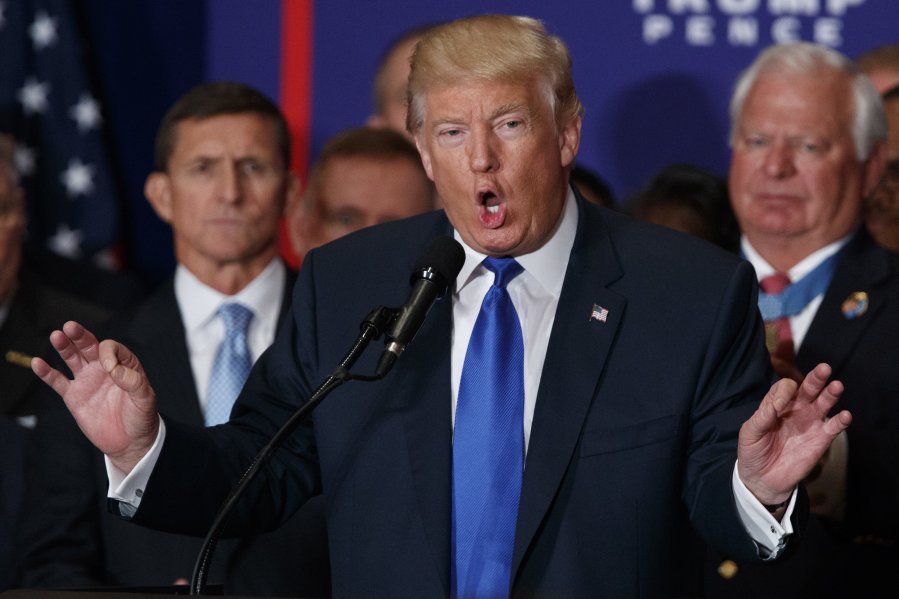 Republican presidential candidate Donald Trump speaks during a campaign event at Trump International Hotel Friday Sept. 16 2016 in Washington