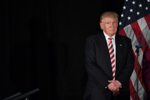 Trump appears at the Aston Community Center and Library in Aston Pa. on Tuesday