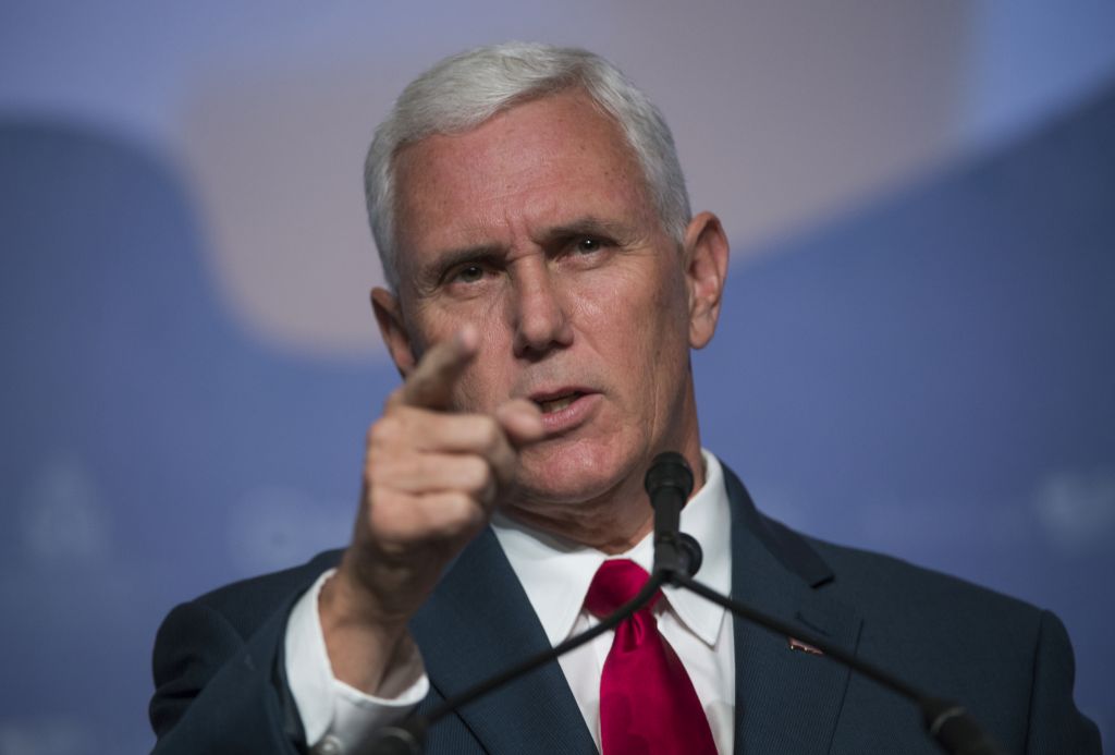 Republican vice presidential candidate Indiana Gov. Mike Pence speaks to the Value Voters Summit in Washington Saturday Sept. 10 2016