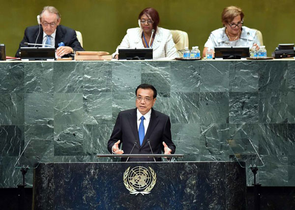 Chinese premier arrives in New York for UN conference