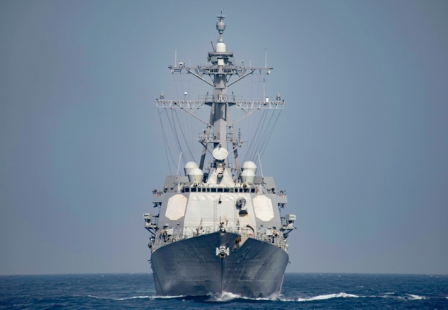 Burke Class guided-missile destroyer USS Nitze operating in the Mediterranean Sea