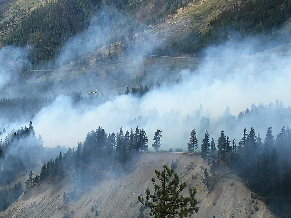 Water bombers attack the South Spencer Road wildfire two kilometres south of Lytton on Wednesday Aug. 31. 2016