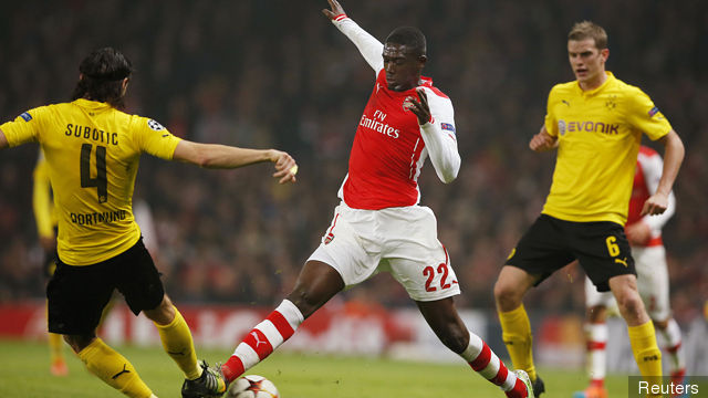 Arsenal's Yaya Sanogo in action