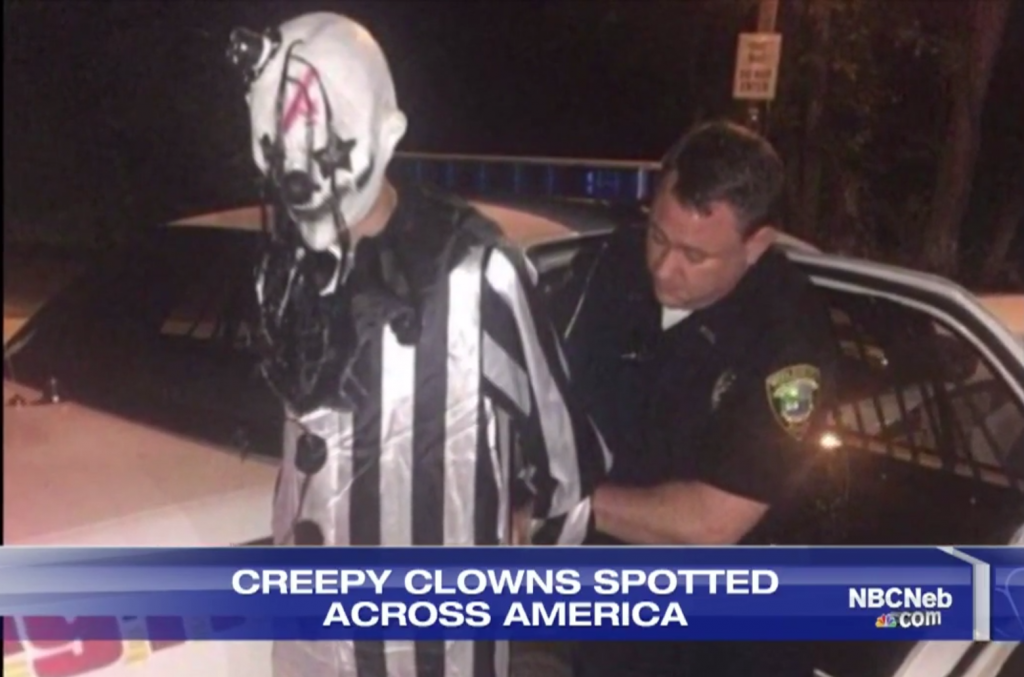 A teenage clown arrested in Nebraska.       Screenshot  NBC