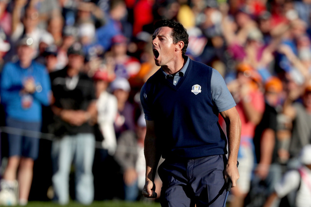 Rory McIlroy's closing eagle saw Europe trail just 5-3 having been 4-0 down