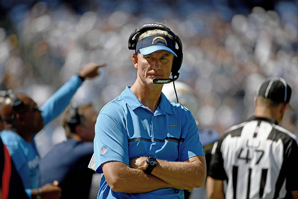 SAN DIEGO CA- SEPTEMBER 18 Head coach Mike Mc Coy of the San Diego Chargers looks on from the sidelines against the Jacksonville Jaguars during the first half of their game at Qualcomm Stadium