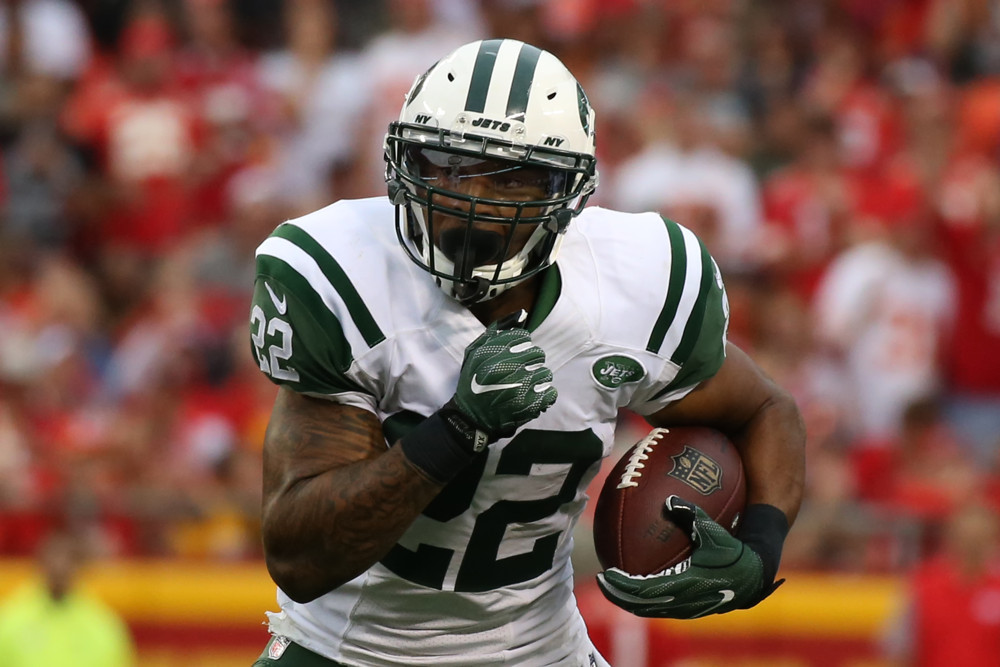 25 Sep 2016 New York Jets running back Matt Forte finds running room in the second half of a matchup between the New York Jets and Kansas City Chiefs at Arrowhead Stadium in Kansas City MO. The Chiefs won 24-3