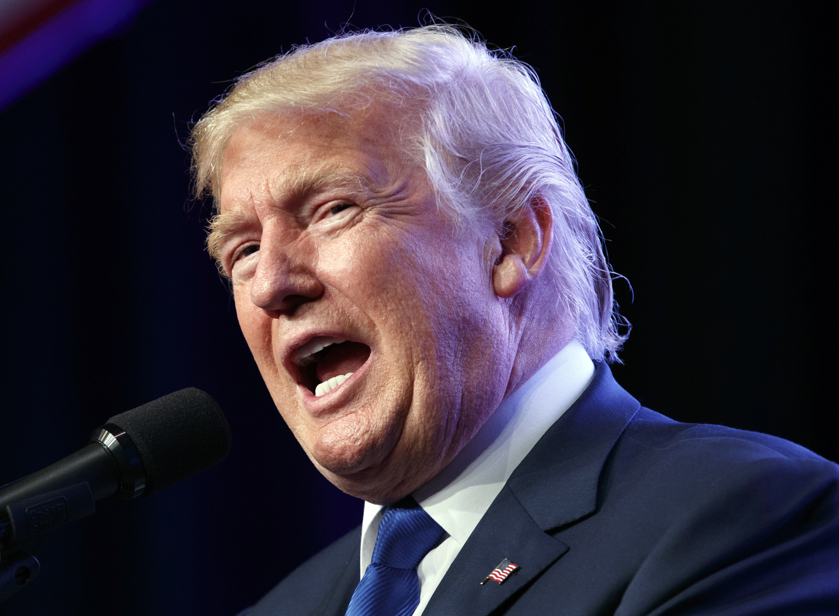 Republican presidential candidate Donald Trump speaks during a campaign rally in Miami