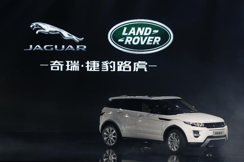 A Land Rover Evoque car is displayed during the Chery Jaguar Land Rover plant opening ceremony in Changshu Jiangsu province