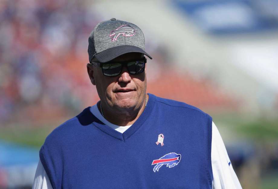 LOS ANGELES CA- OCTOBER 09 Head coach Rex Ryan of the Buffalo Bills watches his team play in the second quarter of the game against the Los Angeles Rams at the Los Angeles Memorial Coliseum