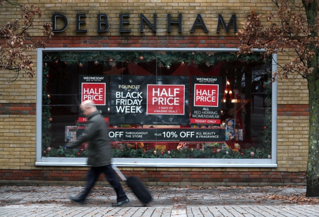 Black Friday deals in a shop window at Debenhams