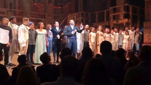 Cast of Broadway play'Hamilton' address vice-president-elect Mike Pence during one of their shows