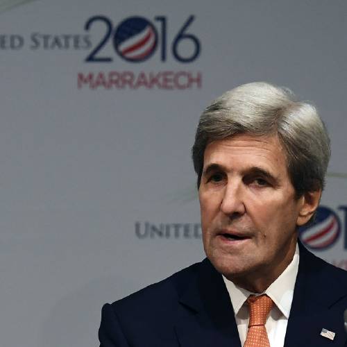 State John Kerry speaks during a Major Economies Forum meeting at the COP22 climate change conference in Marrakech Wednesday Nov 16 2016