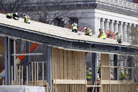 Construction continues on the presidential reviewing stand on Pennsylvania Avenue in front of the White House in Washington Saturday Nov. 26 2016. The reviewing stand is where then President Donald Trump will view the inaugural parade on Jan. 20 2017