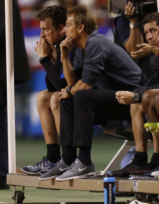 United States coach Jurgen Klinsmann sits on the bench during a 2018 World Cup qualifying soccer match against Costa Rica in San Jose Costa Rica Tuesday N