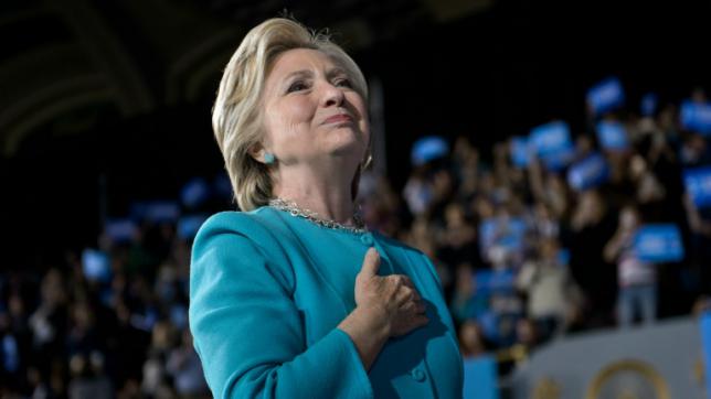 Democratic presidential nominee Hillary Clinton acknowledges supporters after speaking a rally