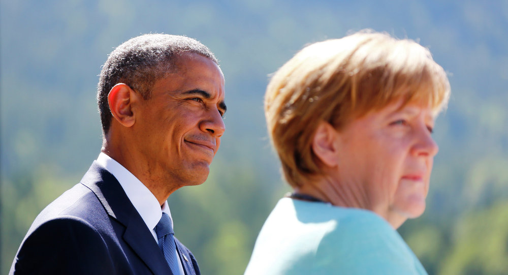 US President Barack Obama and Germany's Chancellor Angela Merkel