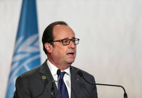 France’s François Hollande speaks during the climate conference in Marrakesh