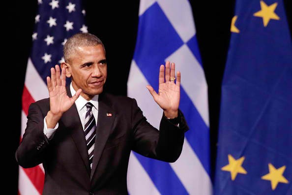 President Barack Obama Addresses An Audience At The Stavors Niarchos Cultural Centre