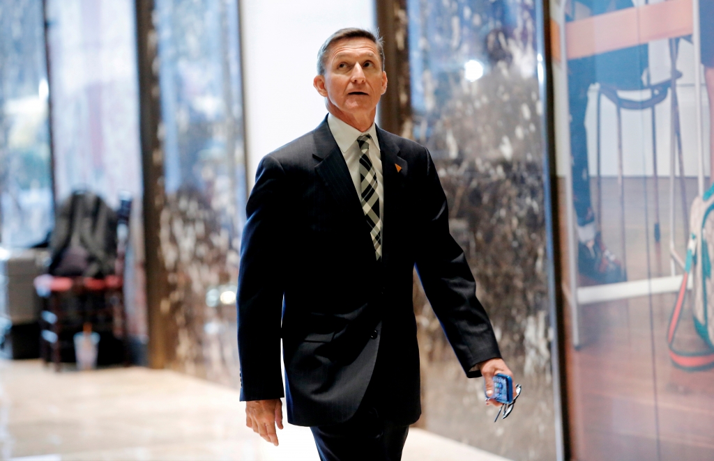 Retired U.S. Army Lieutenant General Michael Flynn arrives to meet with U.S. President-elect Donald Trump at Trump Tower in the Manhattan borough of New York City NY