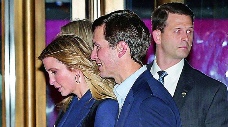 Ivanka Trump and husband Jared Kushner leave after dining with Donald Trump on Tuesday