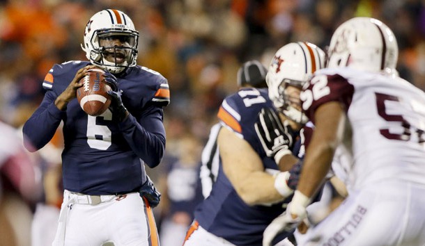 Nov 19 2016 Auburn AL USA Auburn Tigers quarterback Jeremy Johnson looks for a receiver during the first quarter against the Alabama A&M Bulldogs at Jordan Hare Stadium