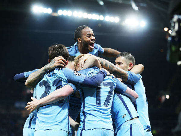 Manchester City players celebrate