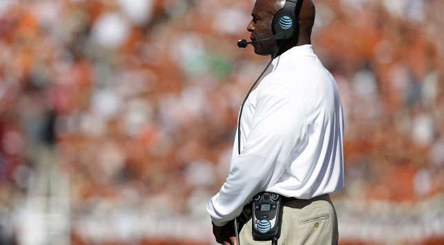 DALLAS TX- OCTOBER 08 Head coach Charlie Strong of the Texas Longhorns at Cotton Bowl