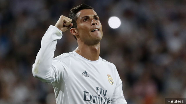 Real Madrid's Cristiano Ronaldo celebrates at the end of the game