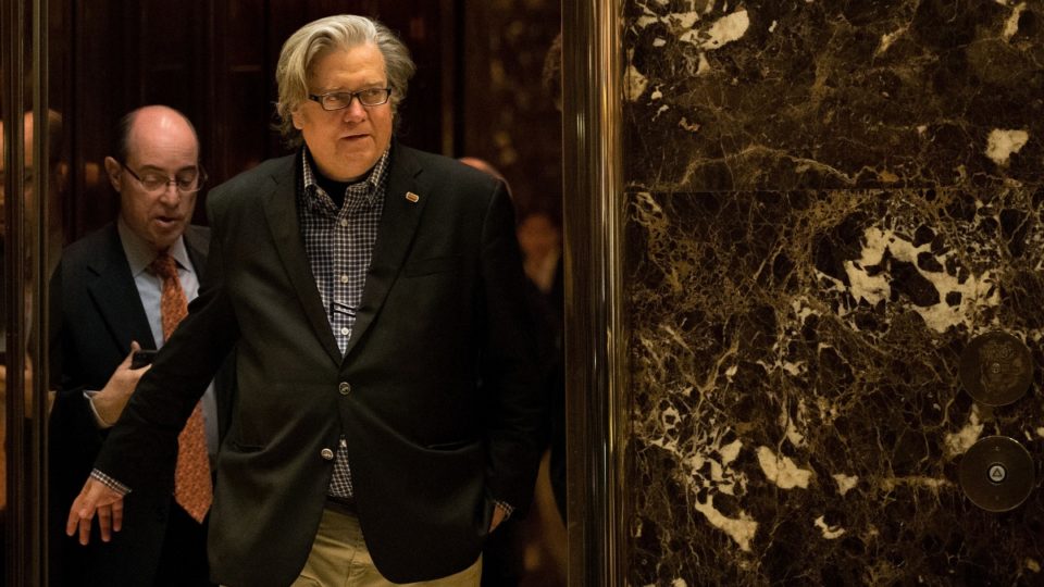 Stephen Bannon seen at Trump Tower for talks with President-elect Donald Trump