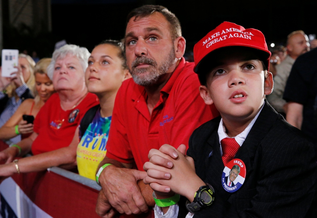 Supporters rally with Republican U.S. presidential nominee Donald Trump in Tampa Florida