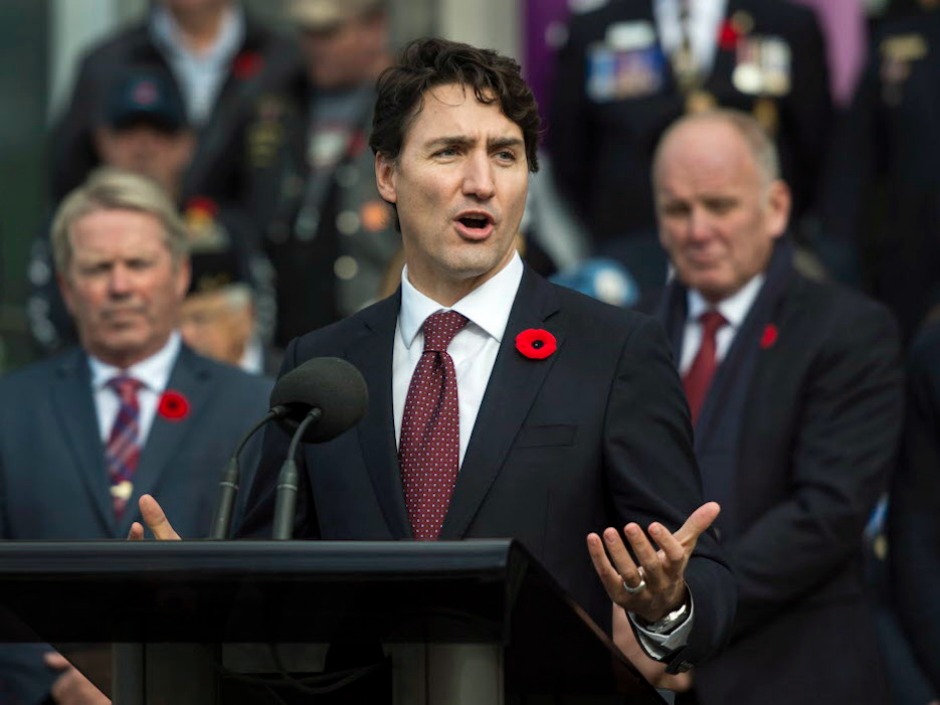 Prime Minister Justin Trudeau speaks at the official reopening of the Veterans Affairs office in Sydney N.S. on Thursday